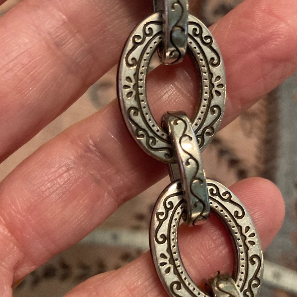Brighton vintage Silver and black etched Chain Link Bracelet, so unique.❤️ - Picture 5 of 5